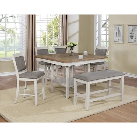 6-Pc Counter Height Table, Chair & Bench Set